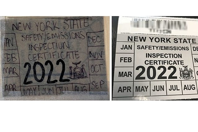 Can You Spot the Fake Inspection Sticker Recovered From New York Car?